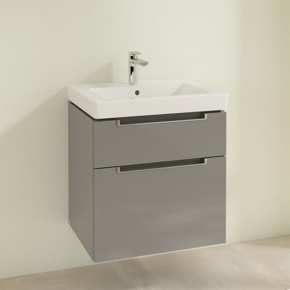 Villeroy and Boch Subway 2.0 Glossy Grey 600mm Wall Hung 2Drawer Vanity Unit