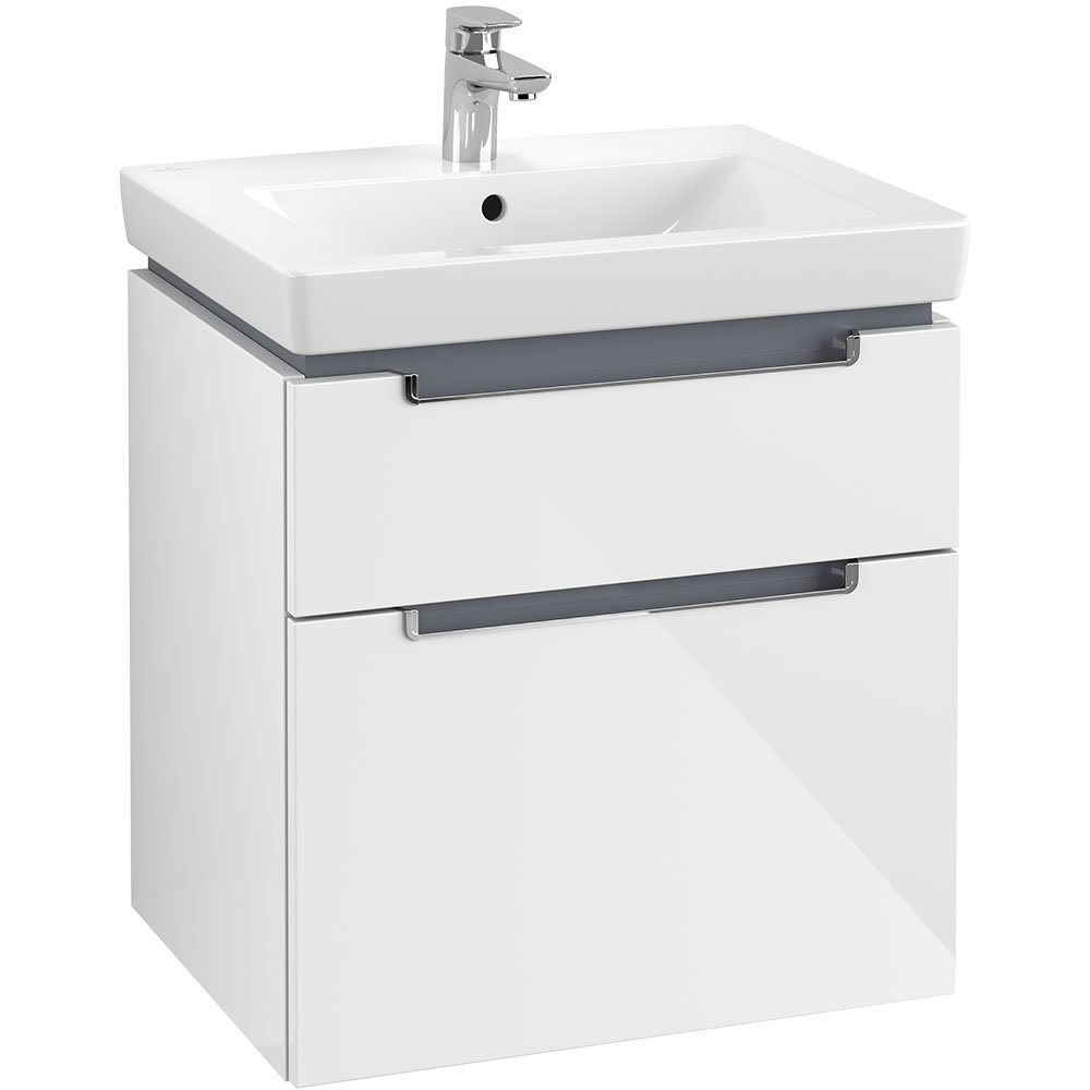 Villeroy and Boch Subway 2.0 Glossy White 600mm Wall Hung 2Drawer Vanity Unit