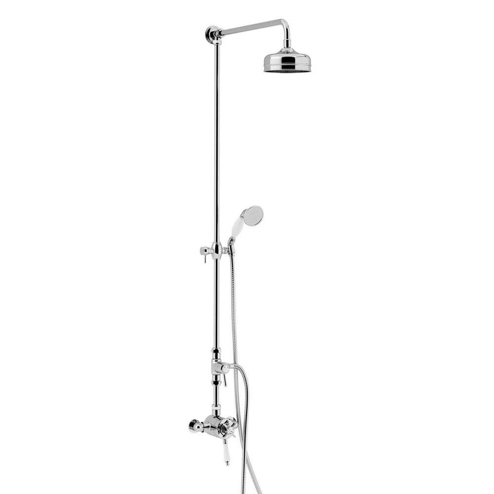 Heritage Dawlish Exposed Shower with Premium Fixed Riser Kit &amp; Diverter to Handset - Chrome - SDCDUAL07