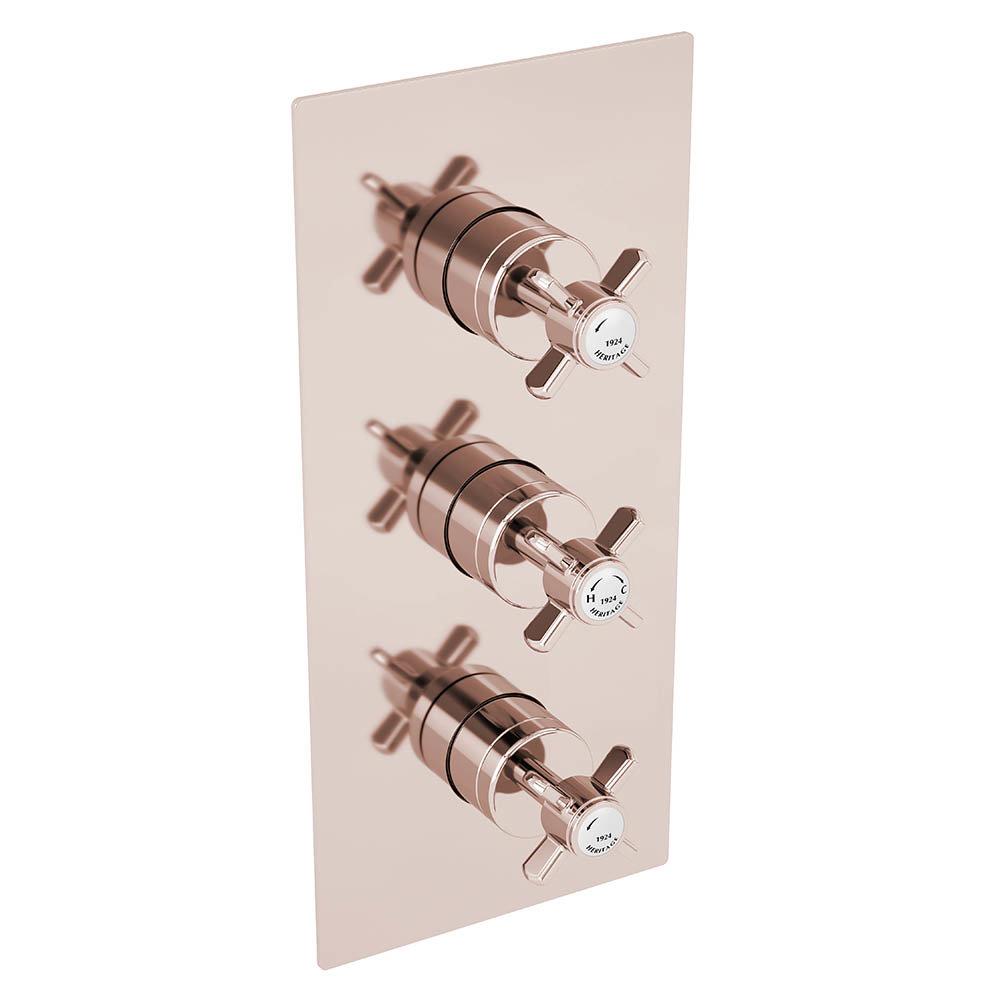 Heritage Dawlish Recessed Shower Valve with Twin Stopcocks Rose Gold