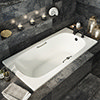 Aurora 1500 x 700mm 2TH Steel Enamel Bath with Grips + Anti Slip profile small image view 1 