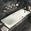 Aurora 1600 x 700mm 2TH Steel Enamel Bath with Grips + Anti Slip profile small image view 1 