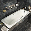 Aurora 1700 x 700mm 2TH Steel Enamel Bath with Grips + Anti Slip profile small image view 1 