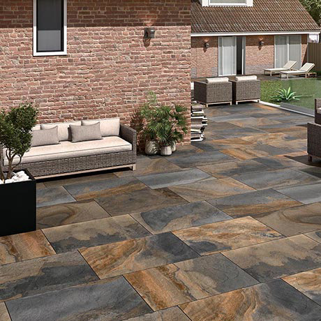Sedan Outdoor Rustic Slate Effect Floor, Brick Effect Outdoor Floor Tiles