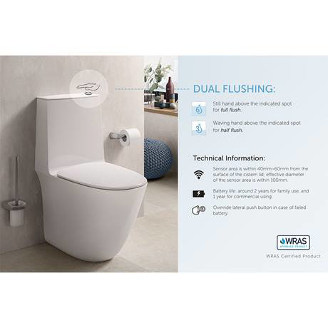 RAK Sensation Touchless Flush Rimless BTW Close Coupled Toilet + Soft ...