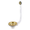 Gold Basket Strainer Waste with Round Overflow profile small image view 1 