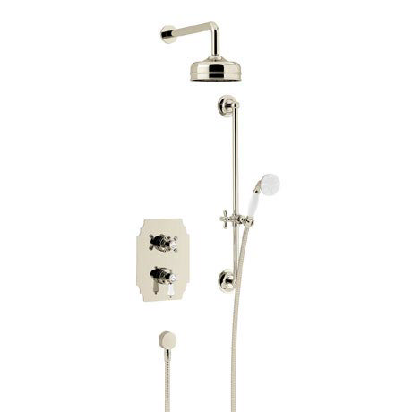 Heritage Glastonbury Recessed Shower with Premium Fixed Head & Flexible Riser Kit - Vintage Gold - S