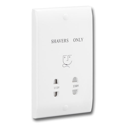White Dual Voltage Shaver Socket Now At Victorian Plumbing.co.uk