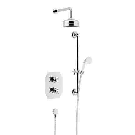 Heritage Hartlebury Recessed Shower with Premium Fixed Head and Flexible Riser Kit - Chrome - SHDDUA