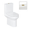 Britton Shoreditch Round Close Coupled Rimless Toilet with Brushed Brass Flush Button + Soft Close Seat profile small image view 1 