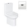 Britton Shoreditch Round Close Coupled Rimless Toilet with Matt Black Flush Button + Soft Close Seat profile small image view 1 