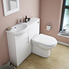 Sienna W920 x D200mm High Gloss White Vanity Unit Cloakroom Suite + D-shaped pan profile small image view 1 