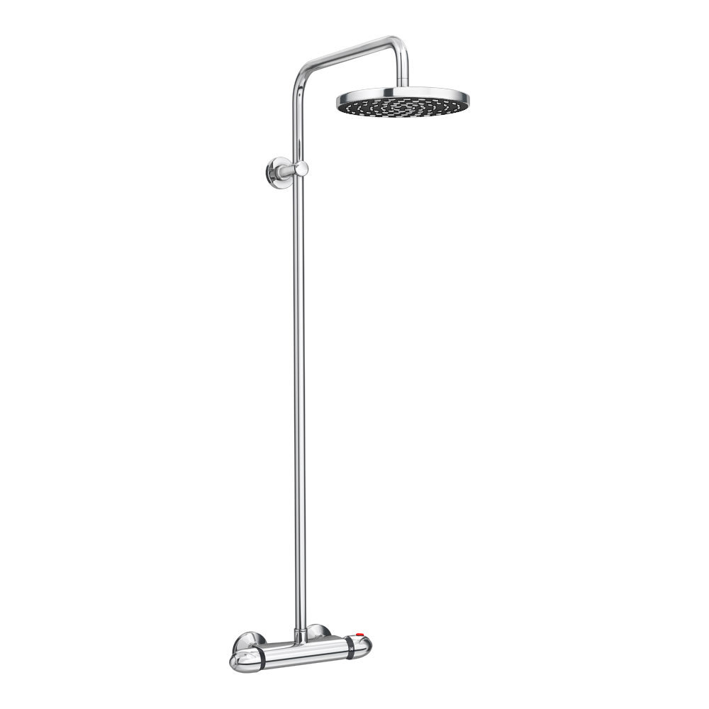 Modern Round Thermostatic Bar Shower Valve & Riser Kit Chrome at Victorian Plumbing UK