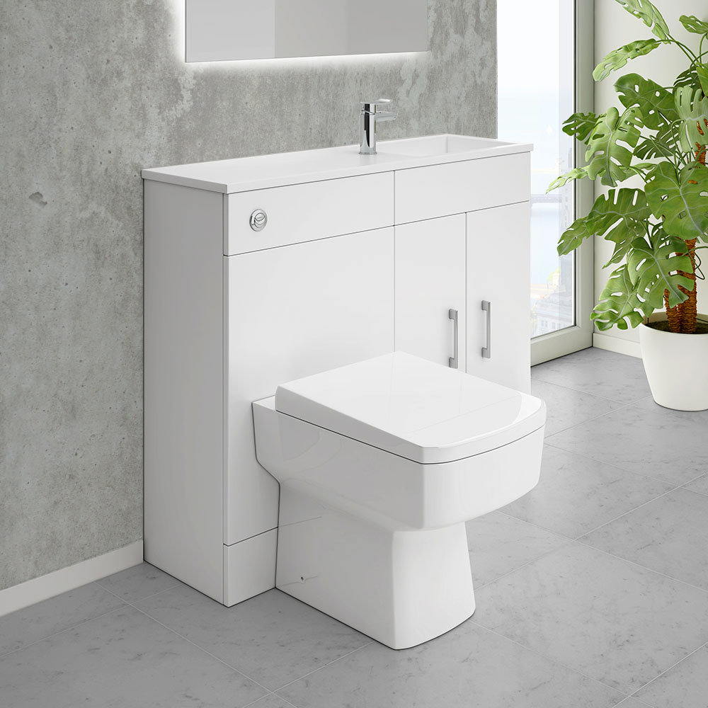 Slimline Combination Basin Toilet Unit White Gloss Online Now