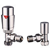 Monza Brushed Nickel Angled Thermostatic Radiator Valves profile small image view 1 