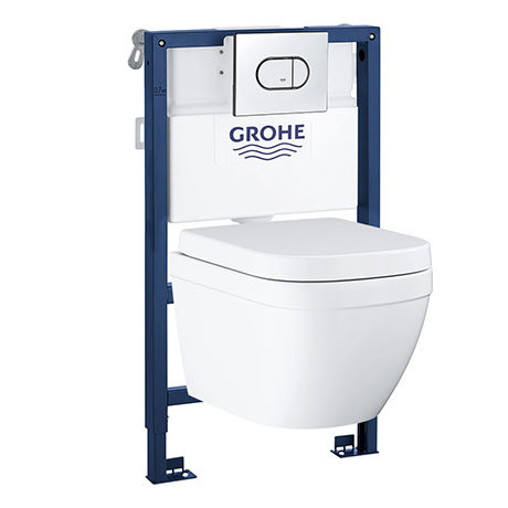 Grohe Solido 0.82m Frame / Euro Rimless Complete WC 5 in 1 Pack + FREE TOILET ROLL HOLDER