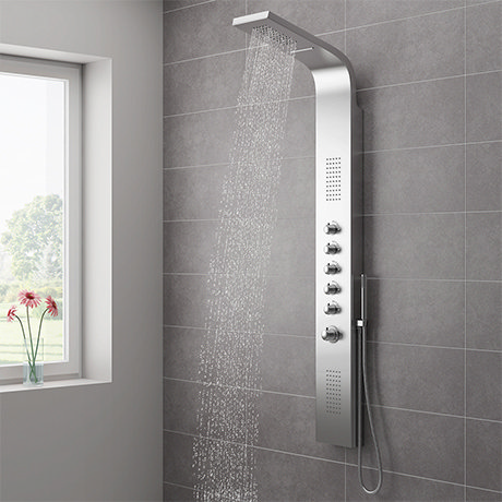 Milan Shower Tower Panel - Stainless Steel (Thermostatic)