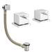 Milan Deck Bath Side Valves with Square Freeflow Bath Filler profile small image view 2 