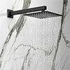Arezzo Square 200 x 200mm Matt Black Fixed Shower Head + Wall Mounted Arm profile small image view 1 