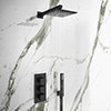 Arezzo Matt Black Square Triple Thermostatic Shower Pack with Head + Handset profile small image view 1 