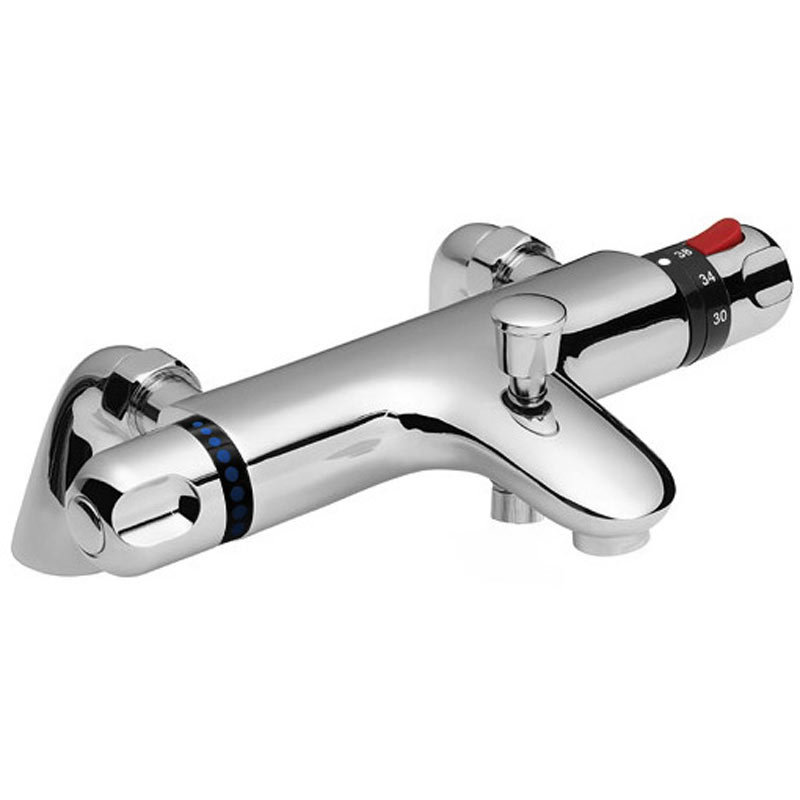 Modern Chrome Thermostatic Bath Shower Mixer Tap + Slider Shower Rail