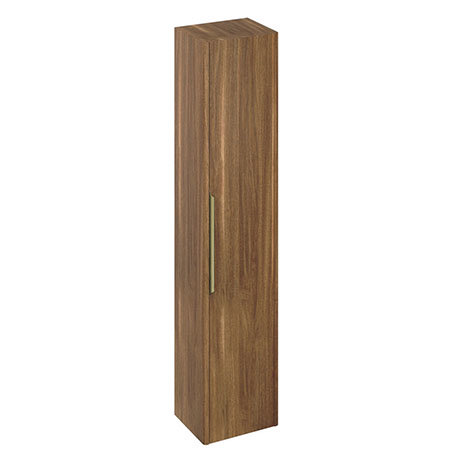 Britton Shoreditch Wall-Hung Tall Cabinet with Brass Handle - Caramel
