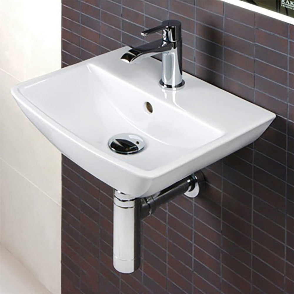 RAK Summit Square Cloakroom Hand Basin Sink - SUM40BAS1 - Close up image of a modern, minimalist square  cloakroom basin.