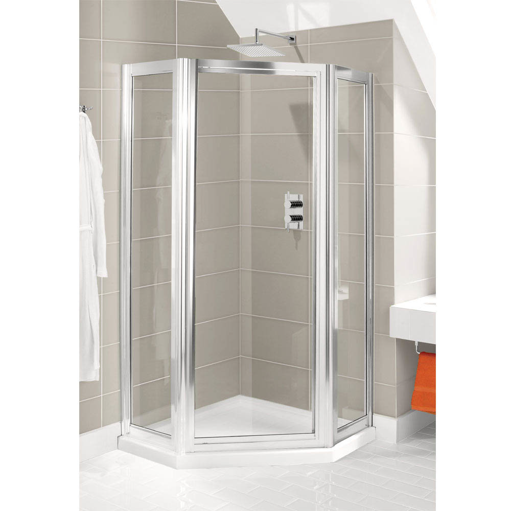Simpsons 900 x 900mm Supreme Pentagon Enclosure w/ Shower Tray & Waste at Victorian Plumbing UK