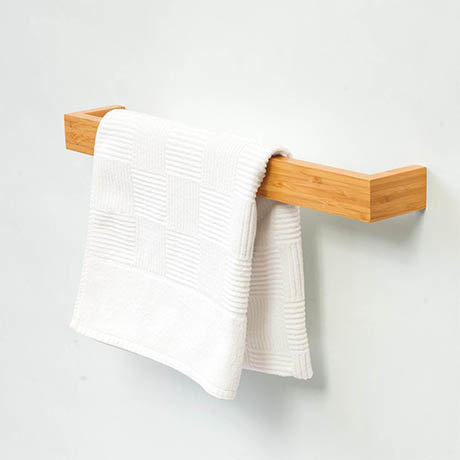 600mm Single Wooden Towel Rail Bamboo