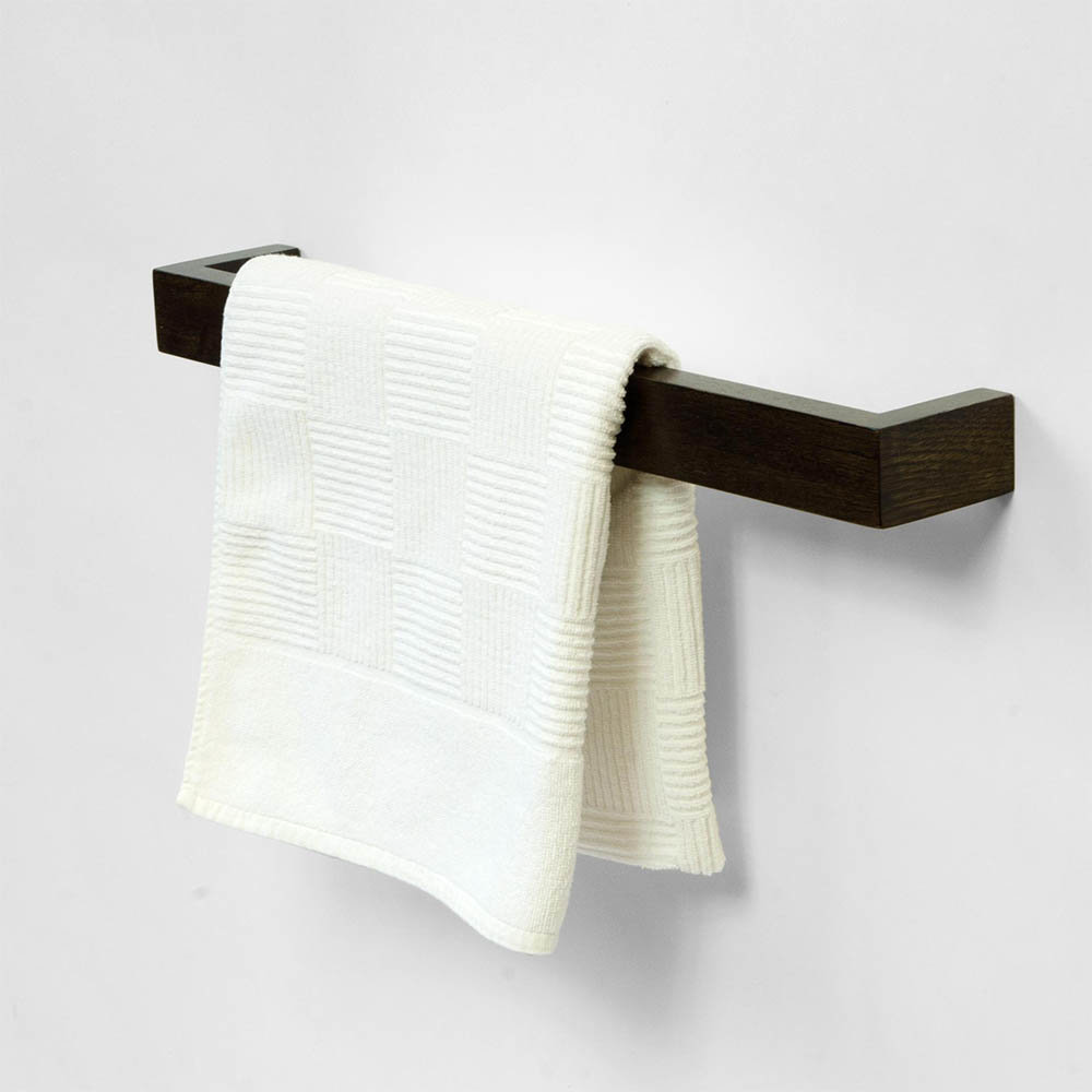 dark wood towel rail