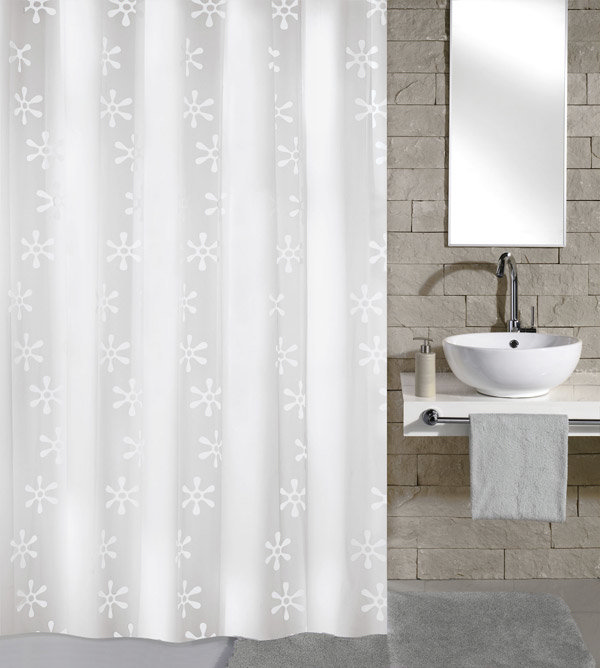White Patterened Shower Curtain