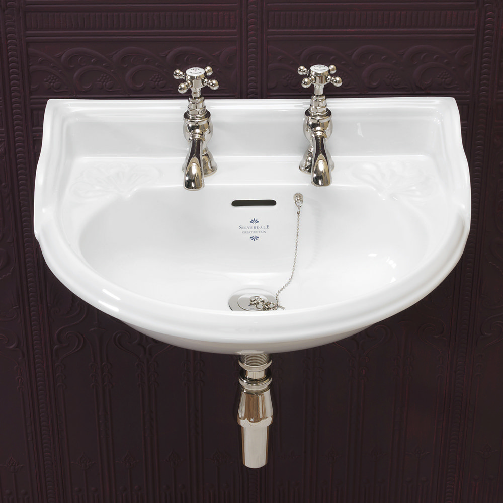 Silverdale Victorian Wall Mounted Cloakroom Basin (530mm Wide - 2 Tap Hole)