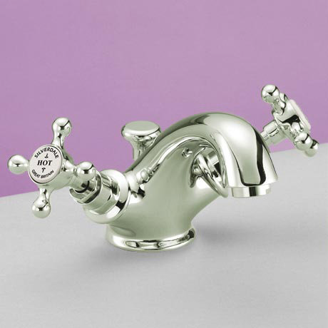 Silverdale Victorian Basin Monobloc Tap with Pop Up Waste Nickel