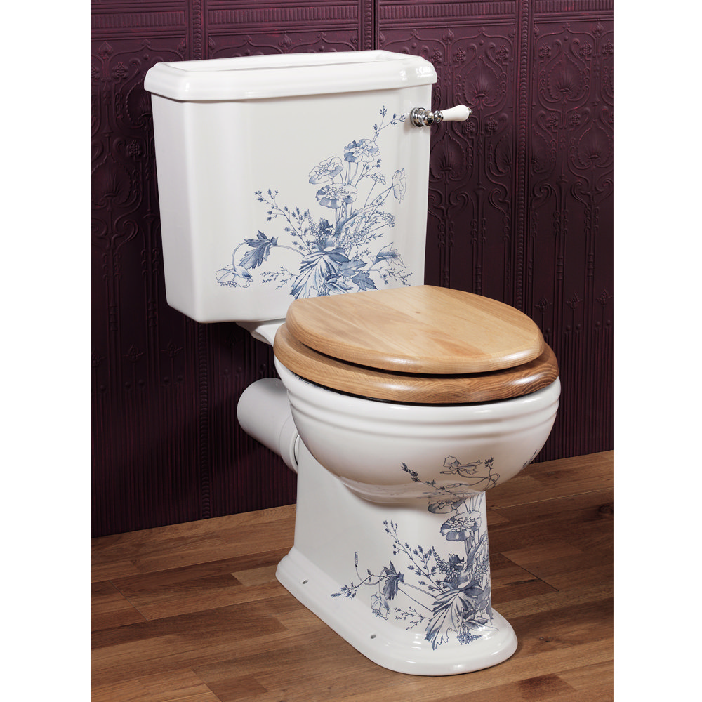 Silverdale Victorian Blue Garden Close Coupled Toilet l