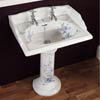 Silverdale Victorian Blue Garden Pattern 635mm Wide Basin with Full Pedestal profile small image view 1 