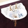 Silverdale Victorian Blue Garden Wall Hung Cloakroom Basin (530mm Wide - 2 Tap Hole) profile small image view 1 
