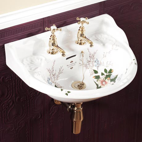 Silverdale Victorian Garden Wall Hung Cloakroom Basin (530mm Wide - 2 Tap Hole)