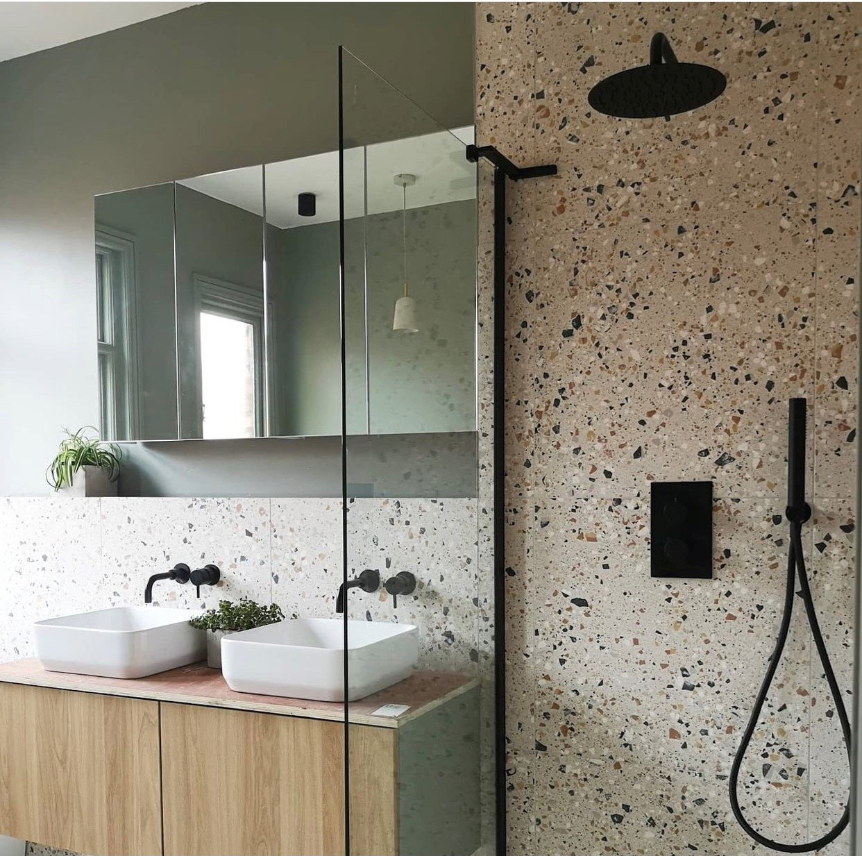 Terrazzo tile style bathroom