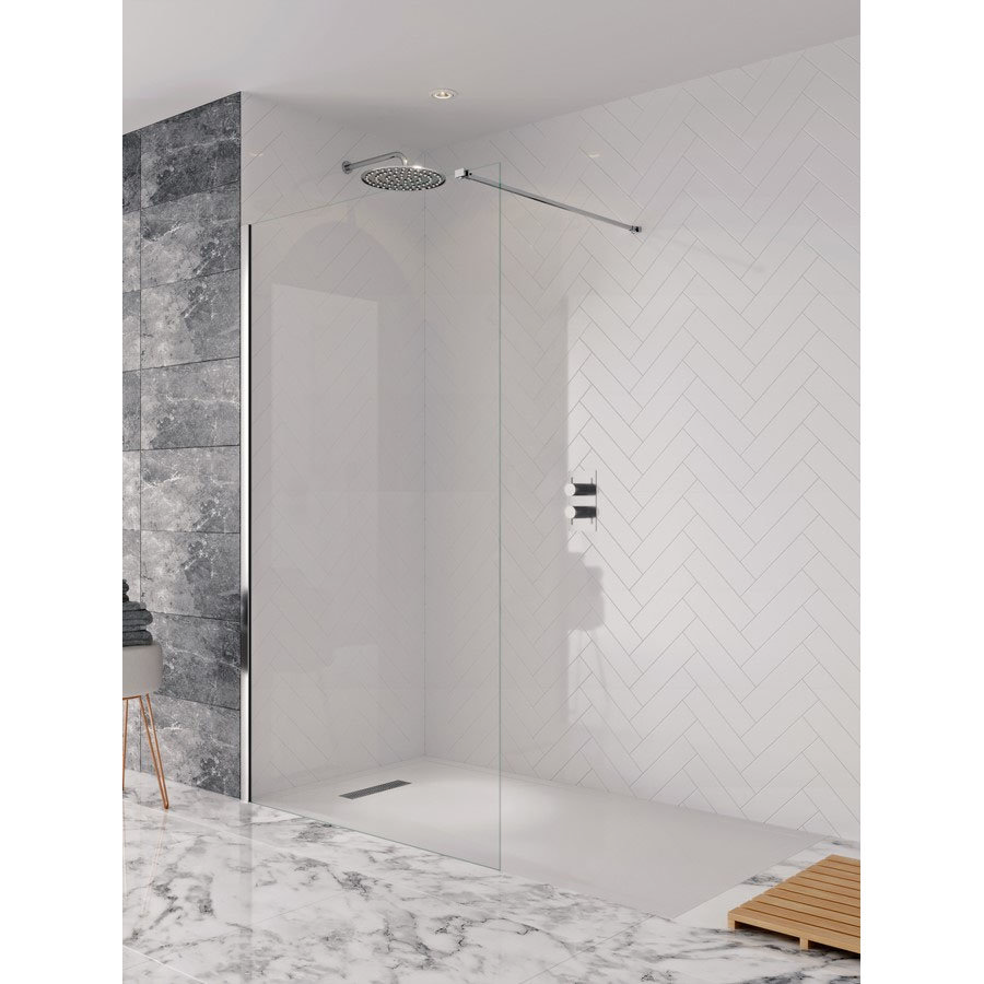 Crosswater Shower Panel in white marble bathroom