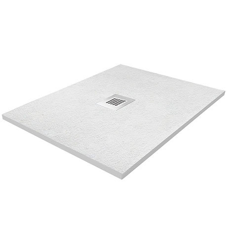 Imperia 900 x 900mm White Slate Effect Square Shower Tray + Chrome Waste