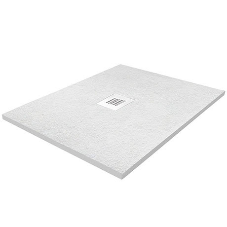 Imperia 900 x 900mm White Slate Effect Square Shower Tray + White Waste