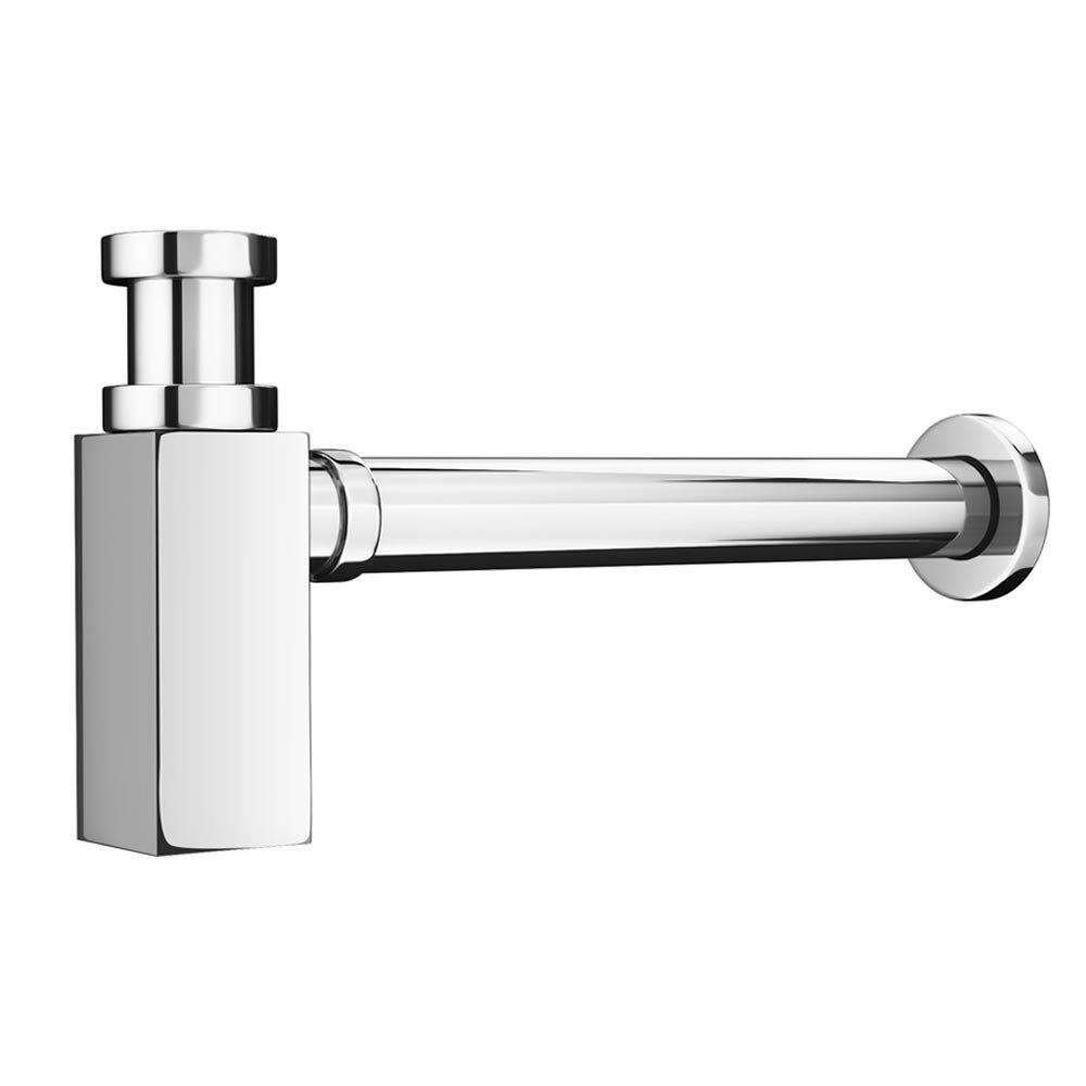 Luxury Modern Chrome Square Bathroom Basin Sink Bottle Trap & Unslotted Waste