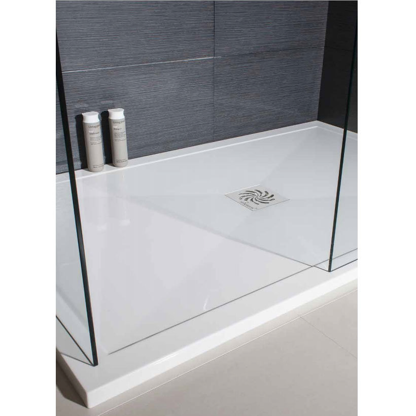 Simpsons Offset Quadrant Low Profile Stone Resin Shower Tray & Waste