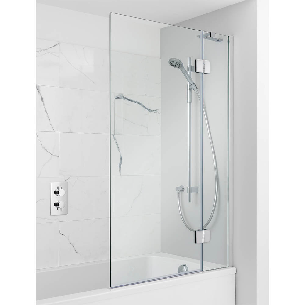 Vigo Zenith 34X74 Frameless Fixed Glass Panel Shower Screen In Stainless Steel The Home Depot