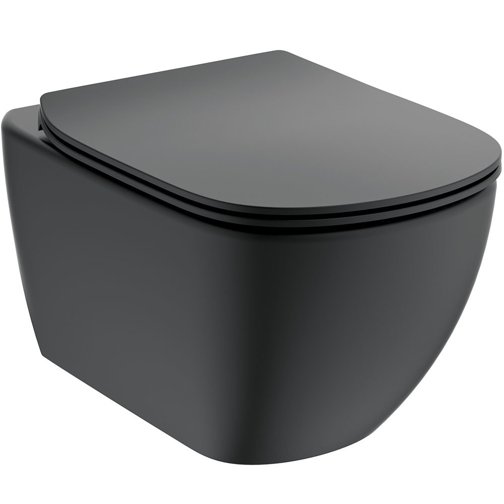 Ideal Standard Tesi Silk Black AquaBlade Wall Hung WC + Soft Close Seat