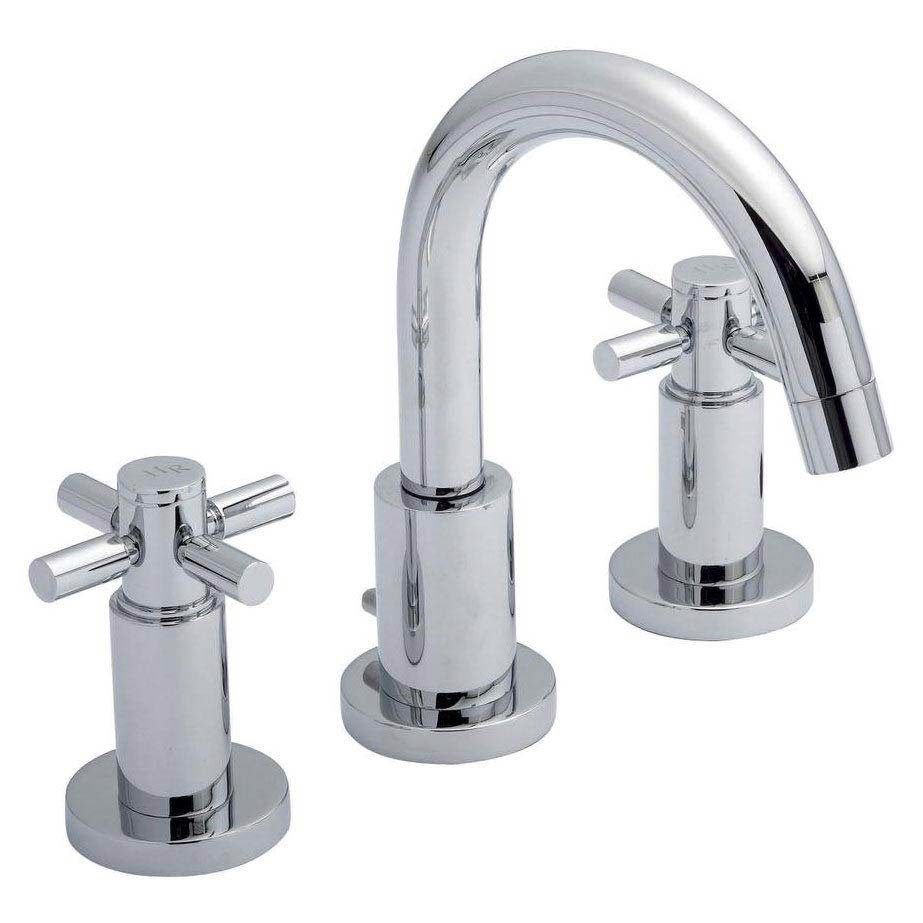Hudson Reed - Tec Crosshead 3 Tap Hole Basin Mixer with swivel spout &amp; pop up waste - TEX337