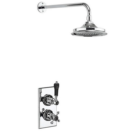 Burlington Trent Black Thermostatic Concealed Single Outlet Shower Valve with 6&quot; Fixed Head
