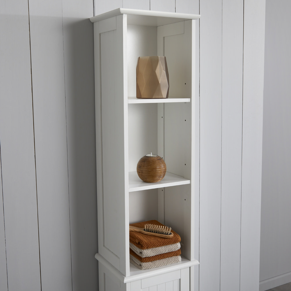 Tongue and Groove Tall Storage Unit - White