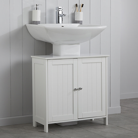Tongue and Groove Under Basin Cabinet - White