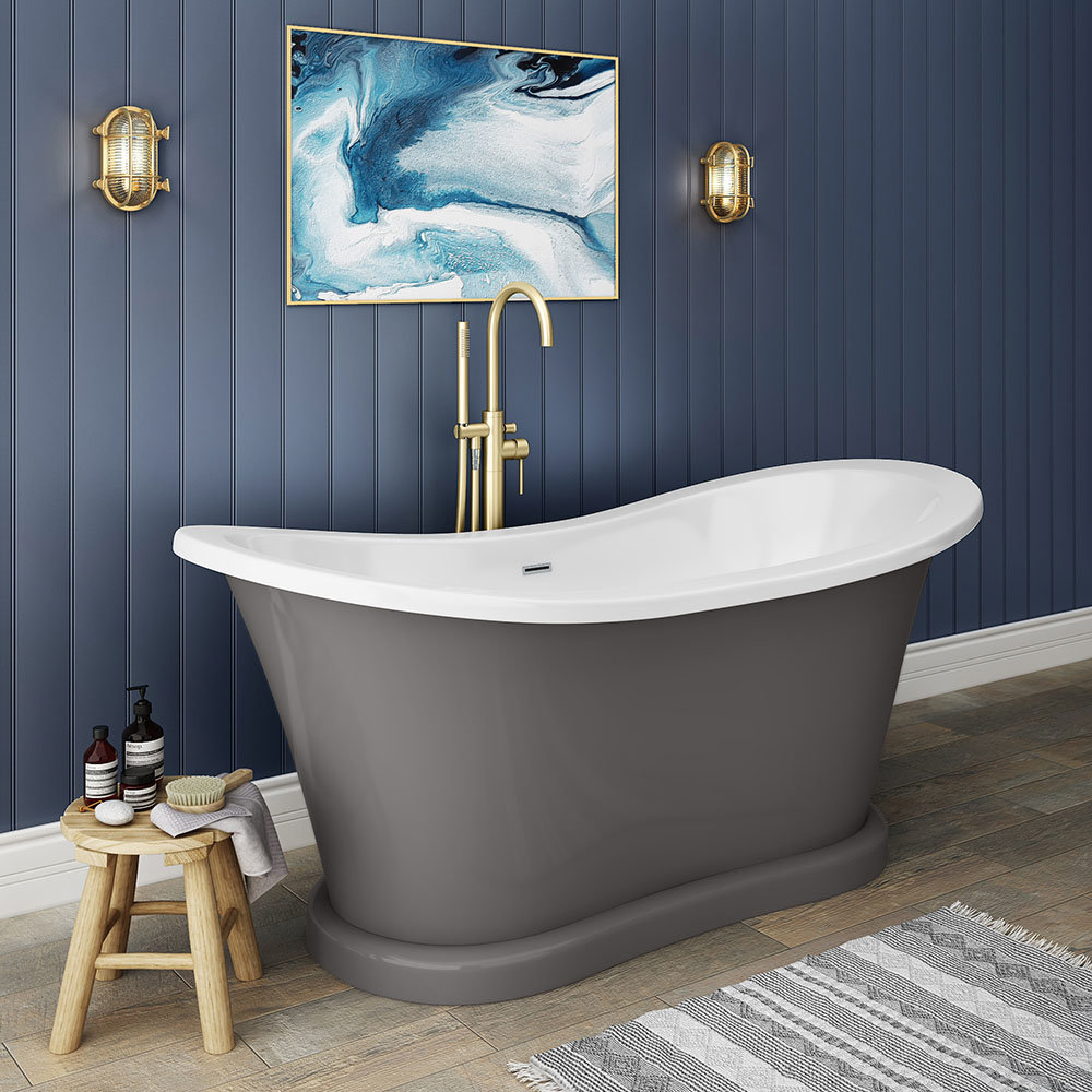 Trafalgar Grey 1685 x 745 Double Ended Slipper Roll Top Bath